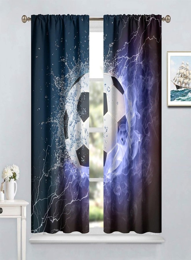 SENRUEGT Soccer Curtains,Sports Theme Window Treatments for Kids Bedroom Window Curtains,3D Football Game Patterns Boys Teen Bedroom Living Room Drapes 42x45 Inch - Image 5